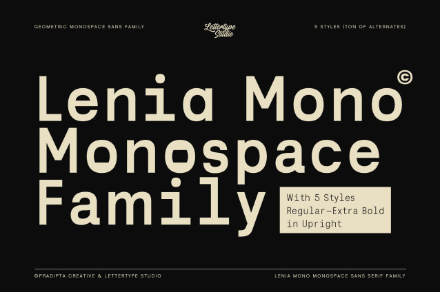 Lenia Mono A Geometric Monospace Sans Serif Family preview