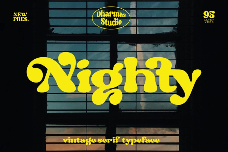 Nighty Modern Retro Font preview