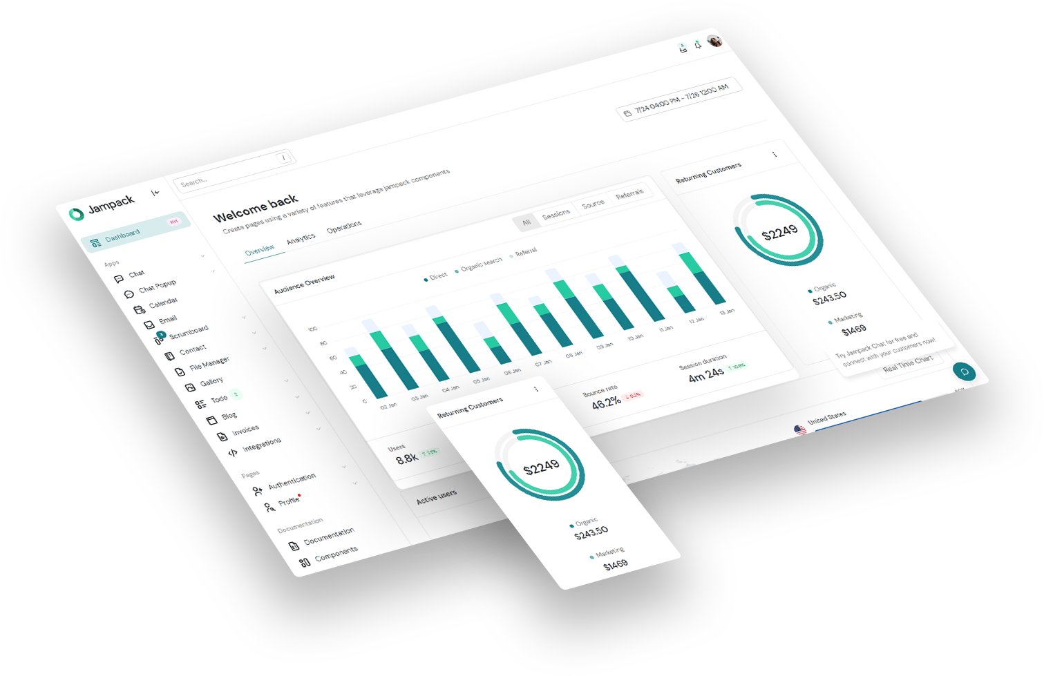 Jampack Tanstack React Saas App Template preview