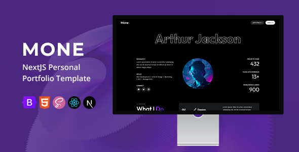 Mone Nextjs Personal Portfolio Template preview