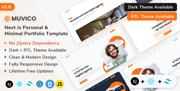 Muvico Next Js Personal Minimal Portfolio preview