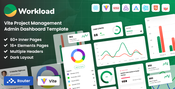 React Redux Project Management Admin Template preview