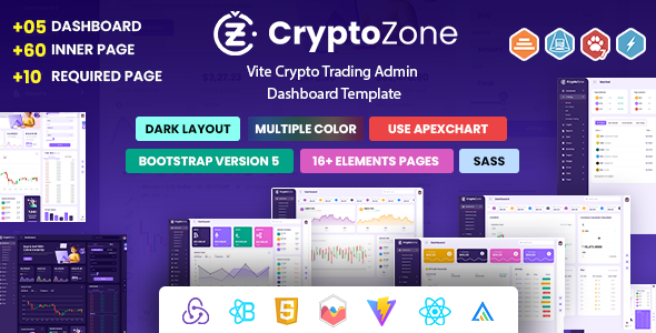 React Vite Crypto Trading Admin Dashboard Template preview