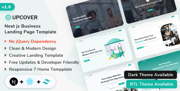 Upcover React Next Js Business Landing Template preview