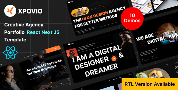 Xpovio Digital Agency React Next Js Rtl preview